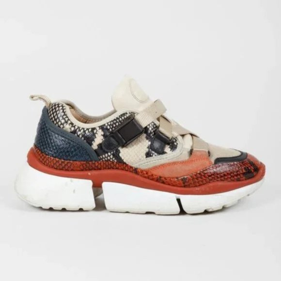 Chloe Shoes - *SOLD* Chloé Sonnie Red Snake Print Sneakers